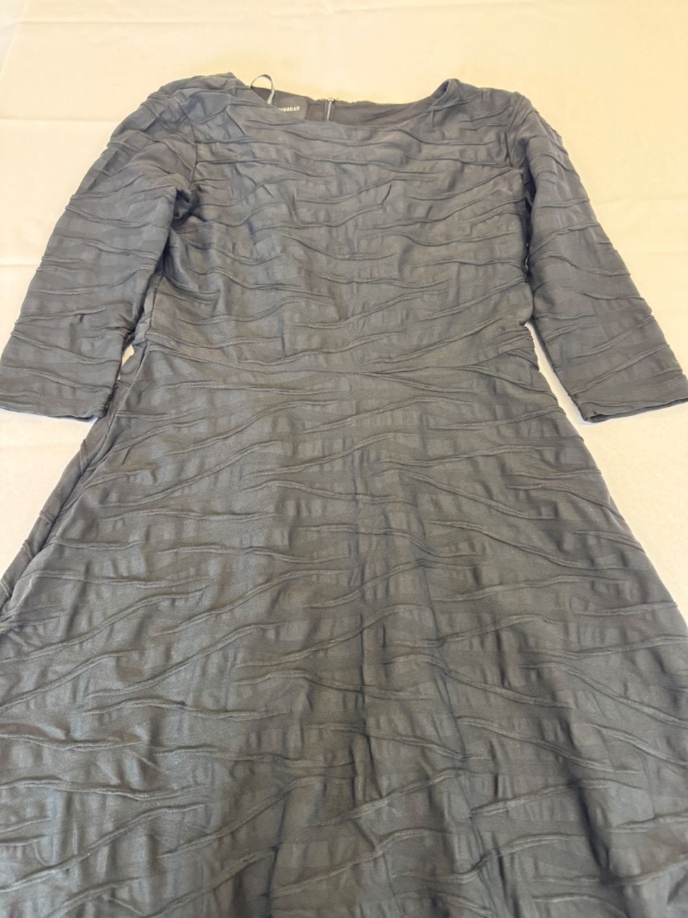 Donna Morgan Fit Flare Sretch Dress Textured Black Size 10 - Picture 2 of 11